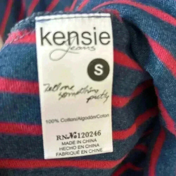 Kensie Women's red and blue Striped Knit Dress Multicolor Short Sleeve Size S - Picture 6 of 8